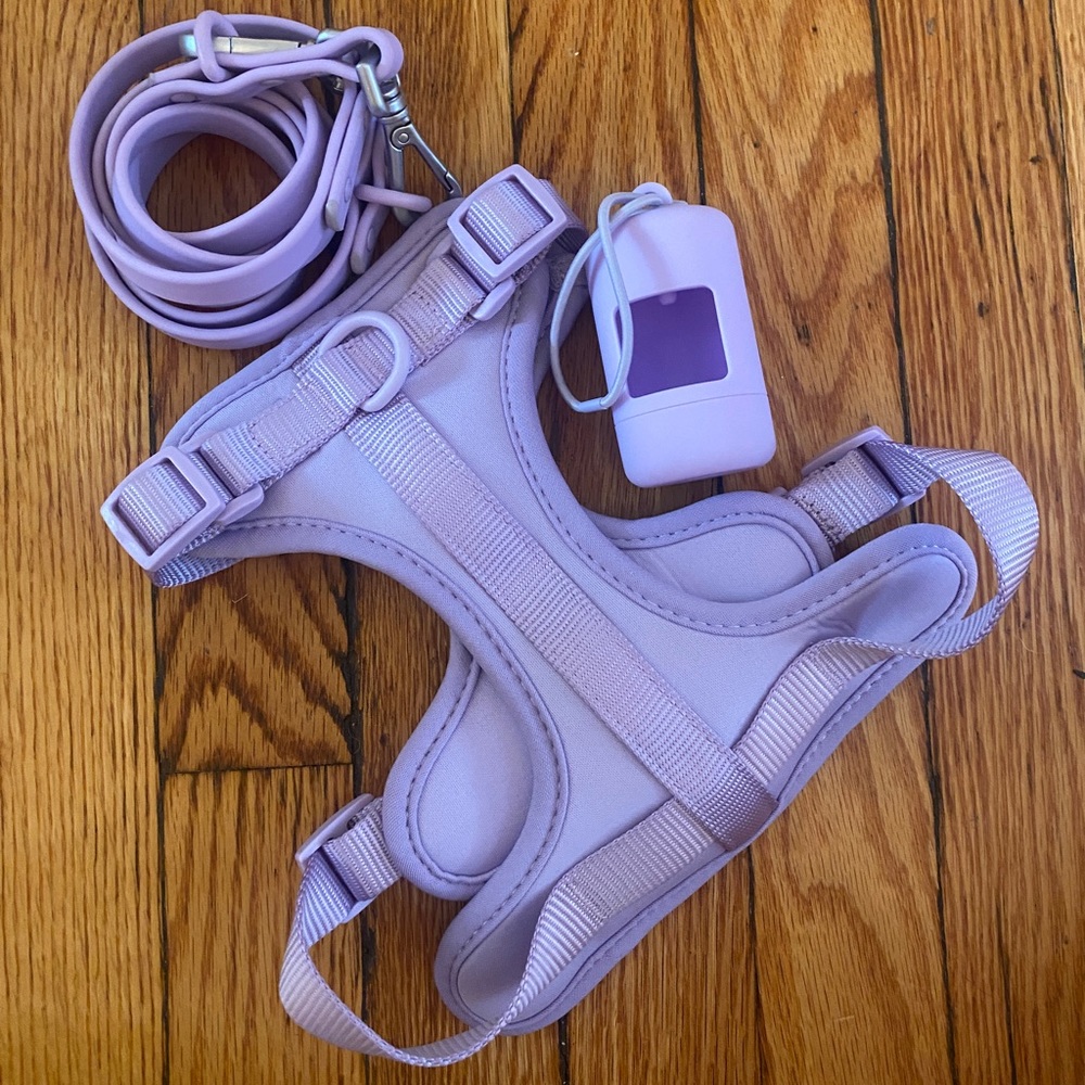 Wild One Walk Kit Dog Harness, Leash, Poop Bag Holder - Lilac - Small